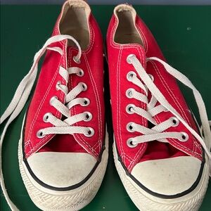 Converse All Star Red Canvas Sneakers with White Laces
